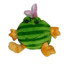 Dan Dee Green Watermelon Striped Plush Frog Stuffed Animal Toy easter